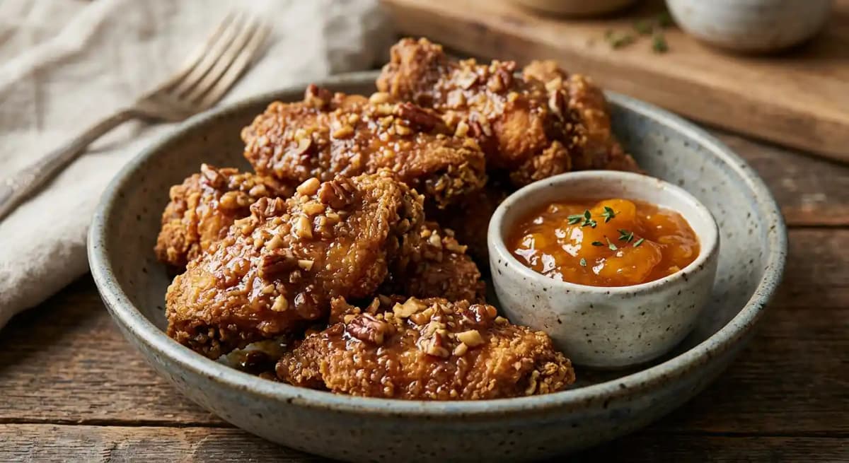 PB&J Chicken Wings recipe served on a plate, by Treylor Park