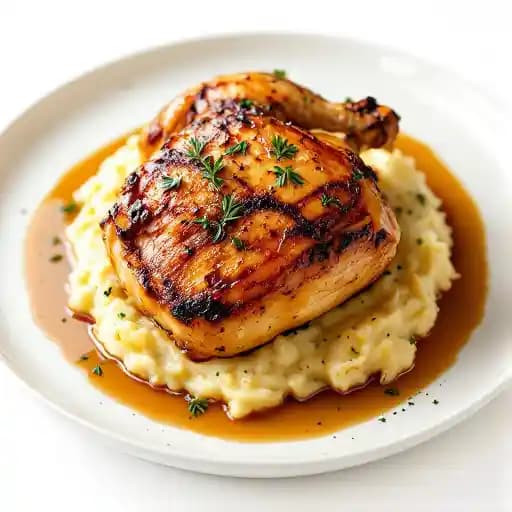 signature roast CHICKEN recipe served on a plate, by The Statehouse signature roast CHICKEN recipe served on a plate, by The Statehouse