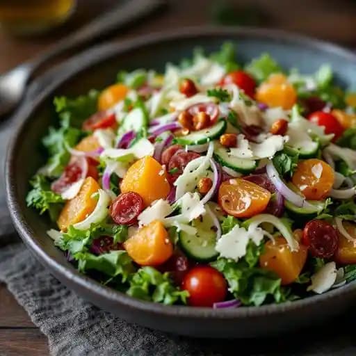 Chopped Salad recipe served on a plate, by The Fountain Room