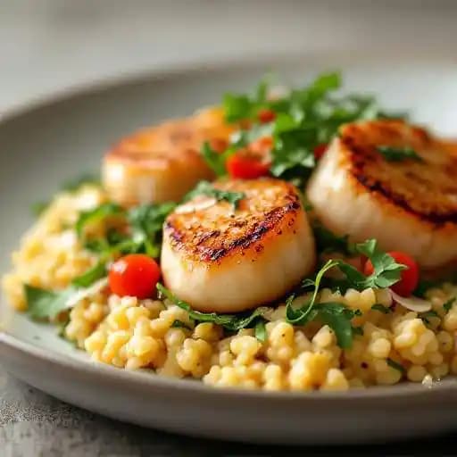 Scallops and Arugula Risotto