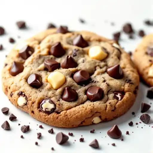 Warm Triple Chocolate Chip Cookies recipe served on a plate, by Guard and Grace Warm Triple Chocolate Chip Cookies recipe served on a plate, by Guard and Grace
