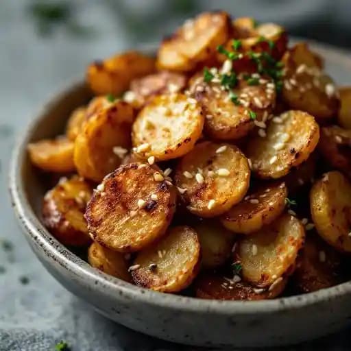 Crispy Potatoes recipe served on a plate, by Loro