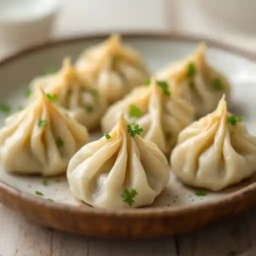 Chicken Momo (Dumplings) recipe served on a plate, by Dhaba Wala Indian Kitchen Chicken Momo (Dumplings) recipe served on a plate, by Dhaba Wala Indian Kitchen