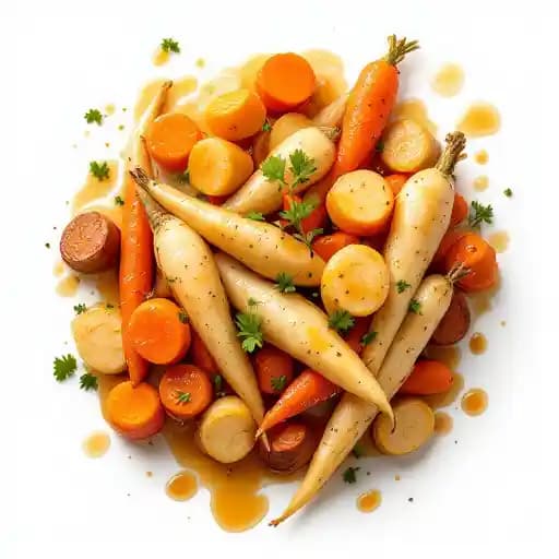 Honey Glazed Parsnips and Carrots recipe served on a plate, by Ramsay's Kitchen Honey Glazed Parsnips and Carrots recipe served on a plate, by Ramsay's Kitchen
