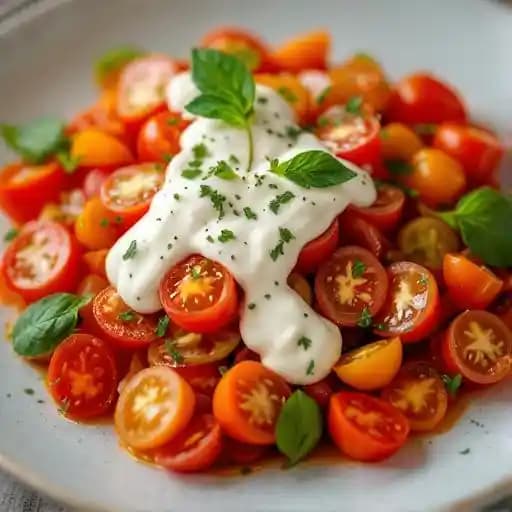 tomato salad, house dressing, tofu cream