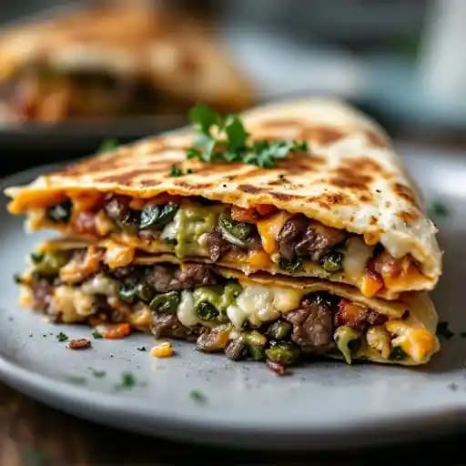 Fajita Quesadilla recipe served on a plate, by Barrios Fine Mexican Dishes