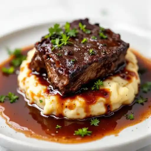 Braised Short Rib recipe served on a plate, by Kitchen + Kocktails By Kevin Kelley - Dallas
