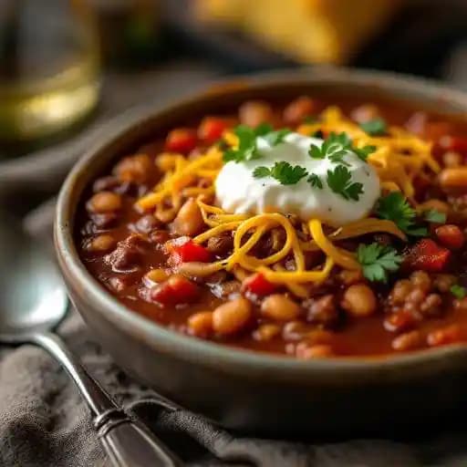 Chili Con Carne recipe served on a plate, by Gallo's Mexican Restaurant