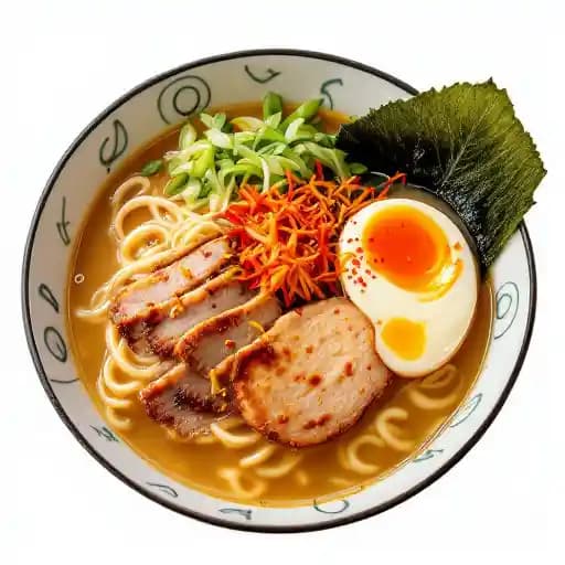 Yuzu Shio Ramen recipe served on a plate, by Oishi Kitchen Yuzu Shio Ramen recipe served on a plate, by Oishi Kitchen