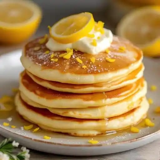 Lemon Ricotta Pancakes recipe served on a plate, by Pacino's Italian Restaurant