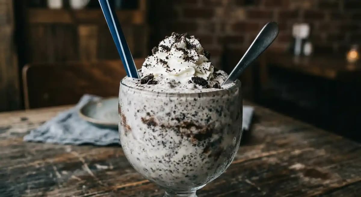 Oreo® Milkshake recipe served in a glass, by The Cheesecake Factory
