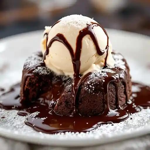 Hot Chocolate Lava Cake recipe served on a plate, by Singing Pandas Asian Restaurant & Bar
