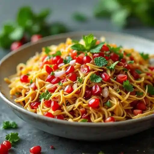 BHEL recipe served on a plate, by Dishoom King's Cross