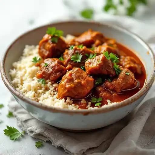 Rogan Josh recipe served on a plate, by Sula Indian Restaurant, Commercial Drive