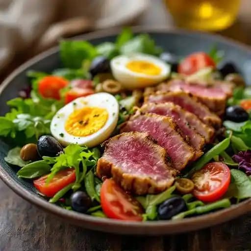 Salad Nicoise recipe served on a plate, by Marigold Cafe & Bakery