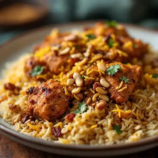 Tandoori Murgh Biryani recipe served on a plate, by Tamba Las Vegas