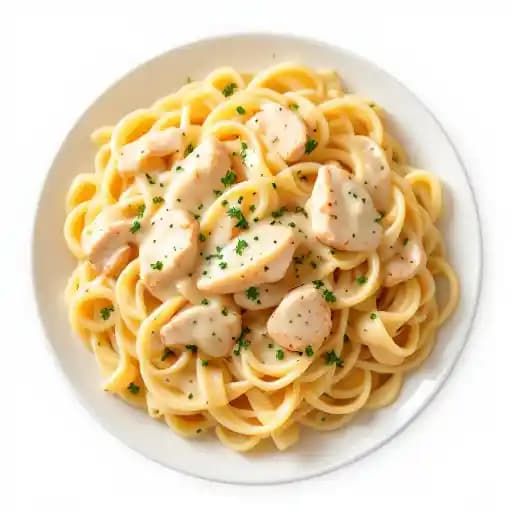 Chicken Alfredo recipe served on a plate, by Panino's Italian Restaurant