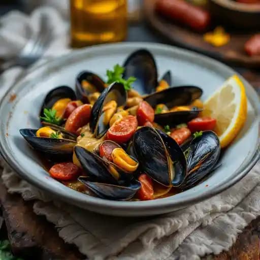 Peroni Mussels recipe served on a plate, by Solevo Kitchen