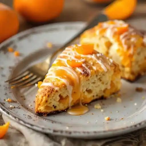 2 Apricot-orange scones recipe served on a plate, by Bloodroot 2 Apricot-orange scones recipe served on a plate, by Bloodroot