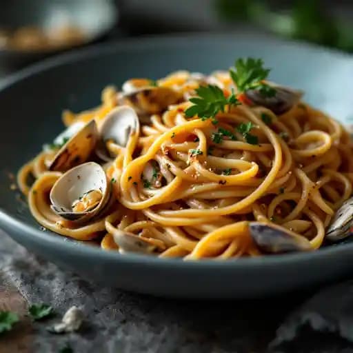 Linguine and Clams recipe served on a plate, by Union Street Pub