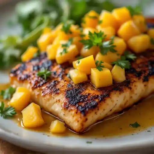 Blackened Mahi Mahi recipe served on a plate, by The Reef Seafood & Steak