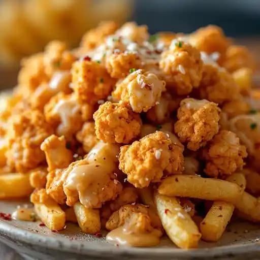 Garlic Parm Popcorn Chicken recipe served on a plate, by Leopold's Tavern Kelowna - Bernard