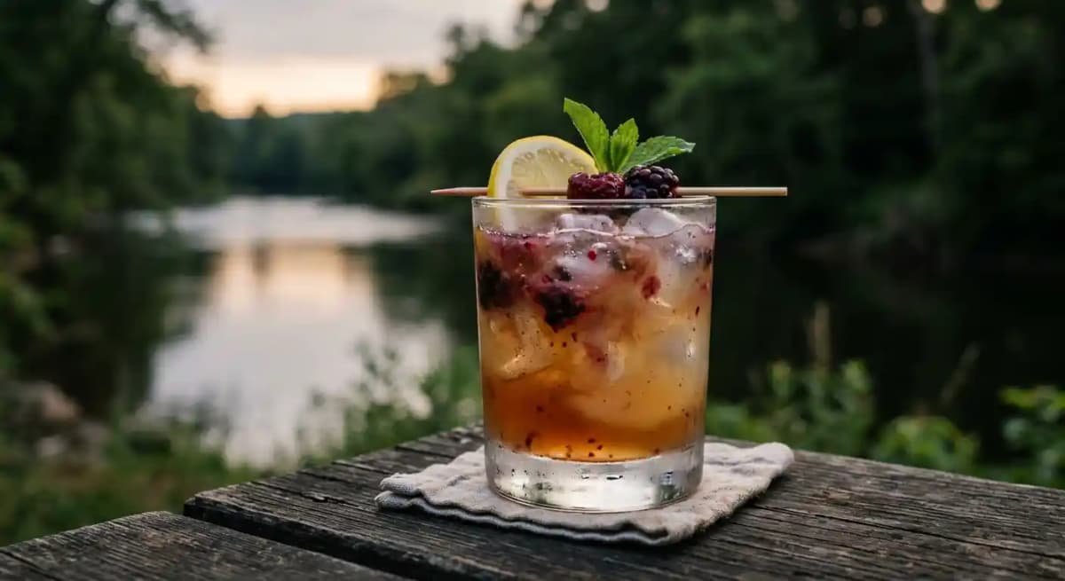 Riverside Palmer recipe served in a glass, by River 128 Restaurant