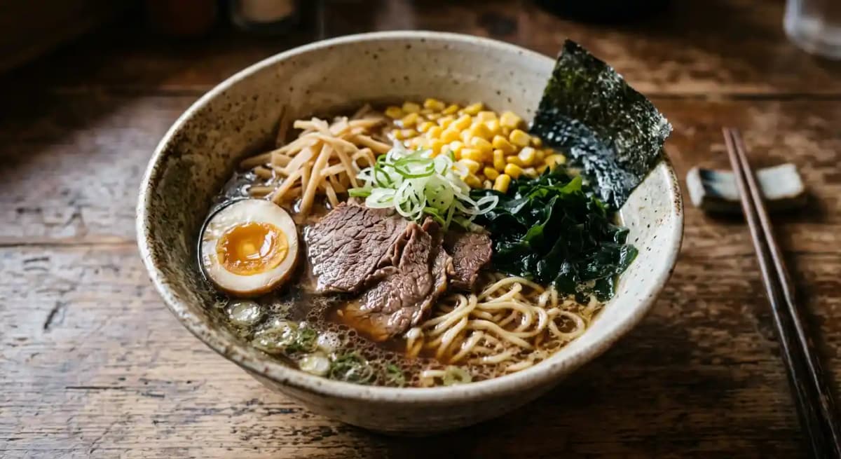 Shoyu Beef Ramen recipe served on a plate, by Kyuramen x TBaar - Arcadia