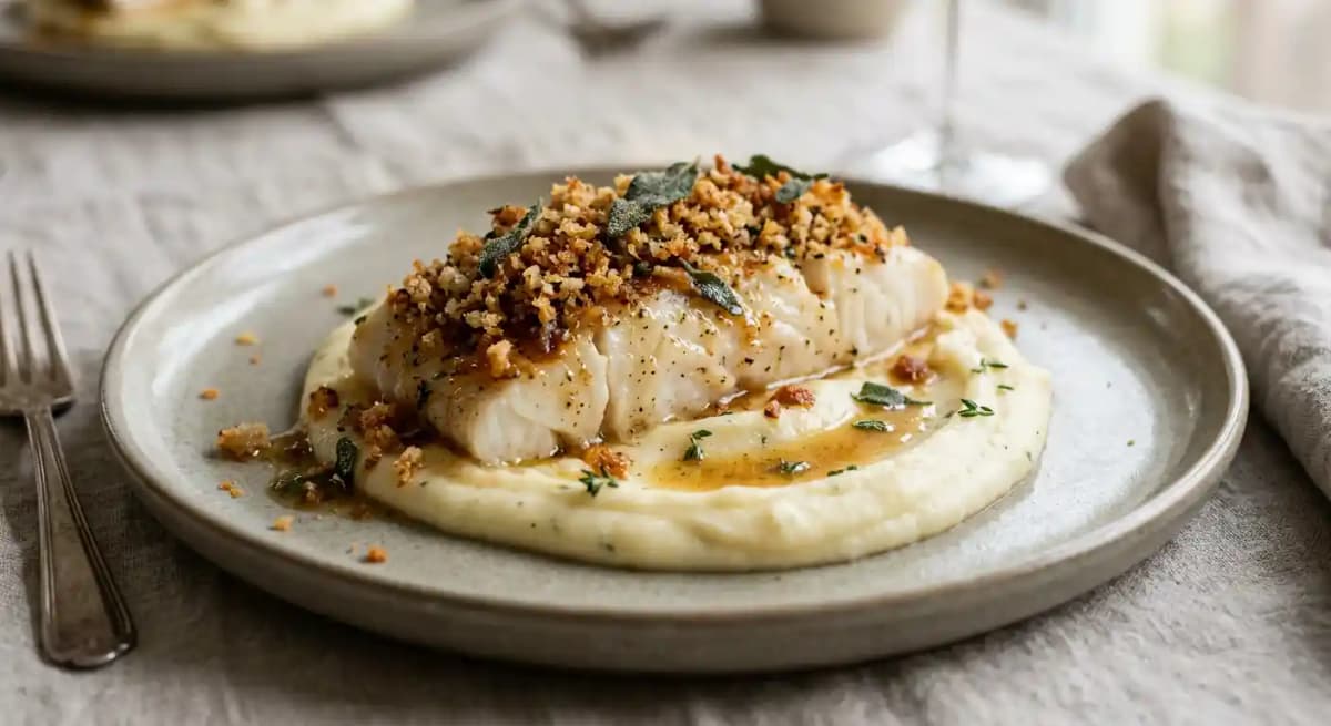 BROWN BUTTER POACHED HALIBUT FILET