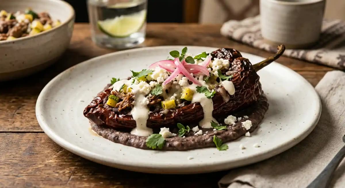 Chile Relleno Seco recipe served on a plate, by Xolos Tacos Y Tlayudas