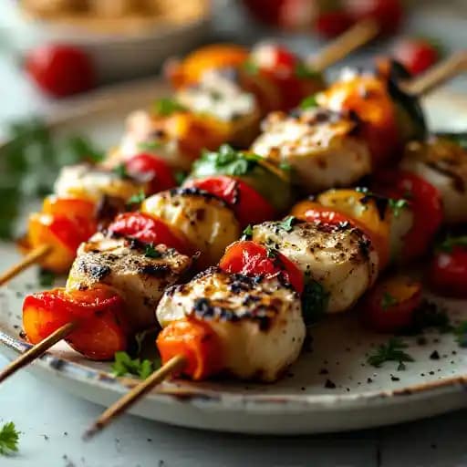 Pincho Skewers recipe served on a plate, by Saffron Columbus Pincho Skewers recipe served on a plate, by Saffron Columbus