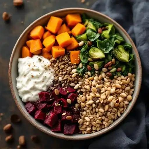 PACHAMAMA BOWL recipe served on a plate, by Shed