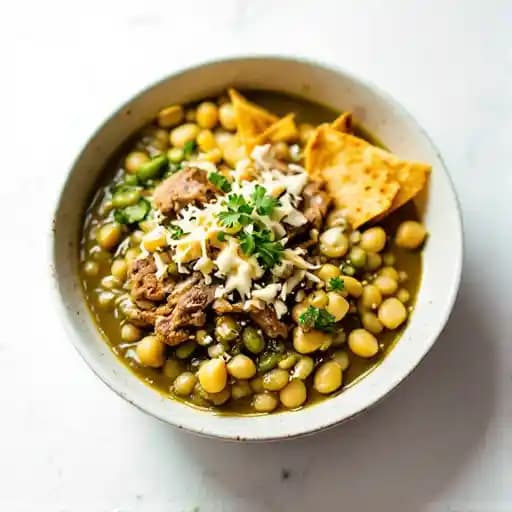 PORK POZOLE VERDE recipe served on a plate, by Luminary Kitchen & Provisions PORK POZOLE VERDE recipe served on a plate, by Luminary Kitchen & Provisions