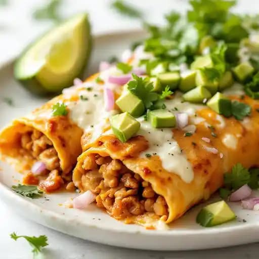 Cheesy Chicken Enchiladas recipe served on a plate, by Conner's Kitchen and Bar