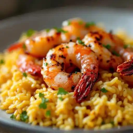Blackened Shrimp recipe served on a plate, by Cork 'n Cleaver