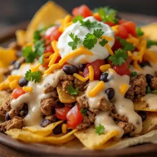 LOADED "OP" NACHOS recipe served on a plate, by The Other Place Overland Park