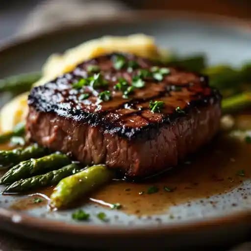 Allen Brothers NY Strip recipe served on a plate, by 211 Clover Lane