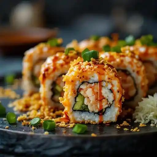 Baked Lava Roll recipe served on a plate, by Malone's Hamburg