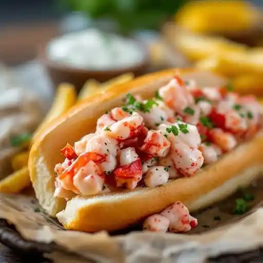 Lobster Roll recipe served on a plate, by Fast Breaks Restaurant