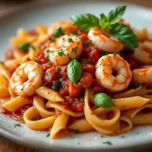 ASTICE E SCAMPI ALL' ARRABBIATA CON PACCHERI