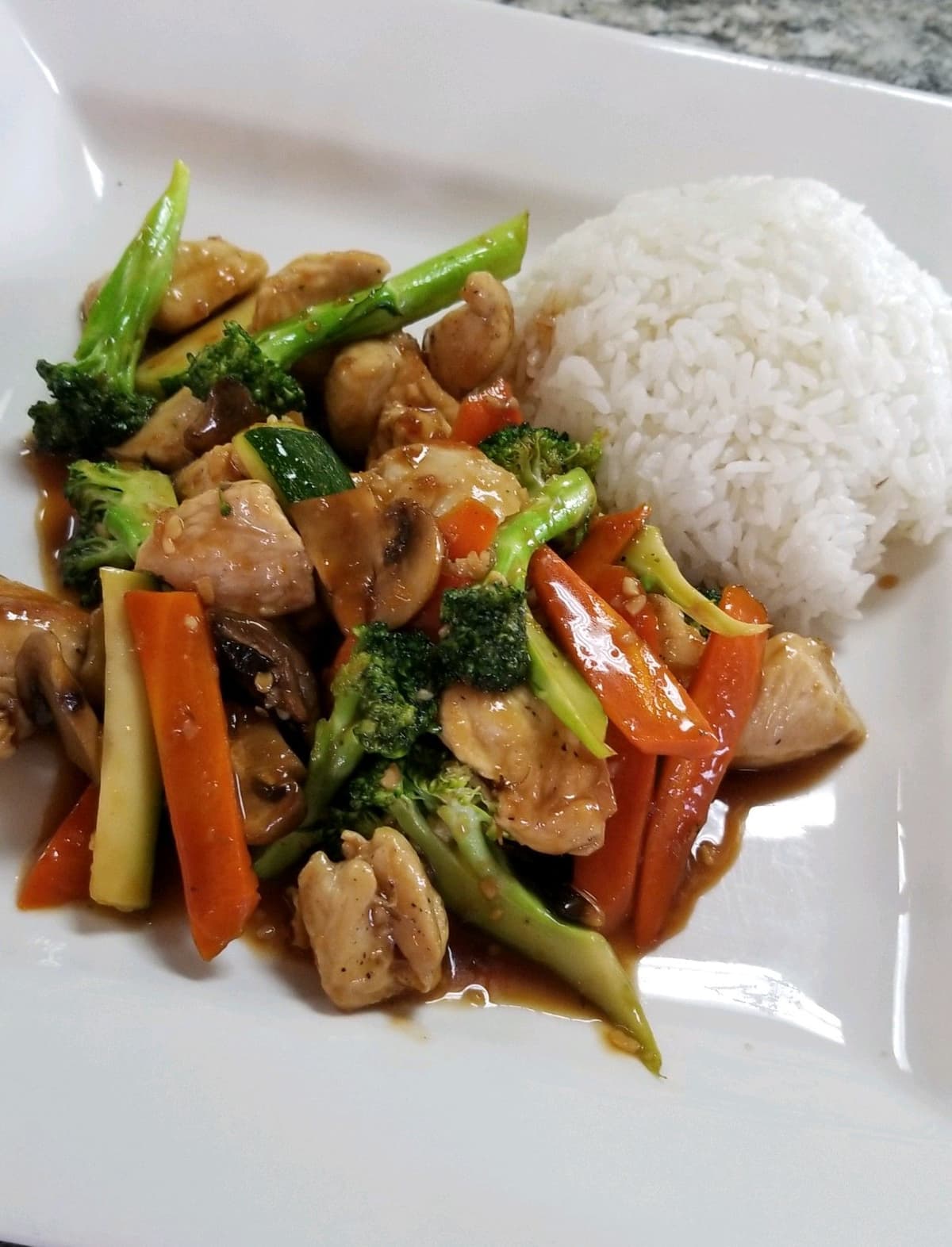 Chicken Hibachi recipe served on a plate, by SOHO 23