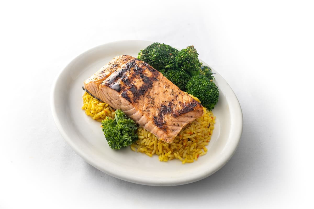Grilled Salmon over Rice