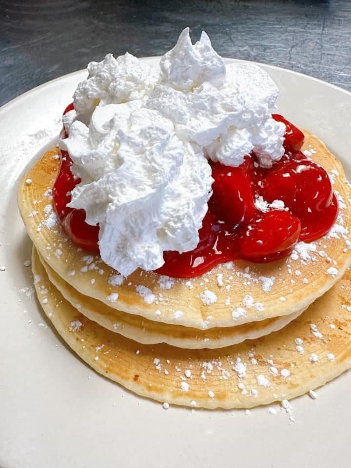 Pancake recipe served on a plate, by Star 66 Cafe Pancake recipe served on a plate, by Star 66 Cafe