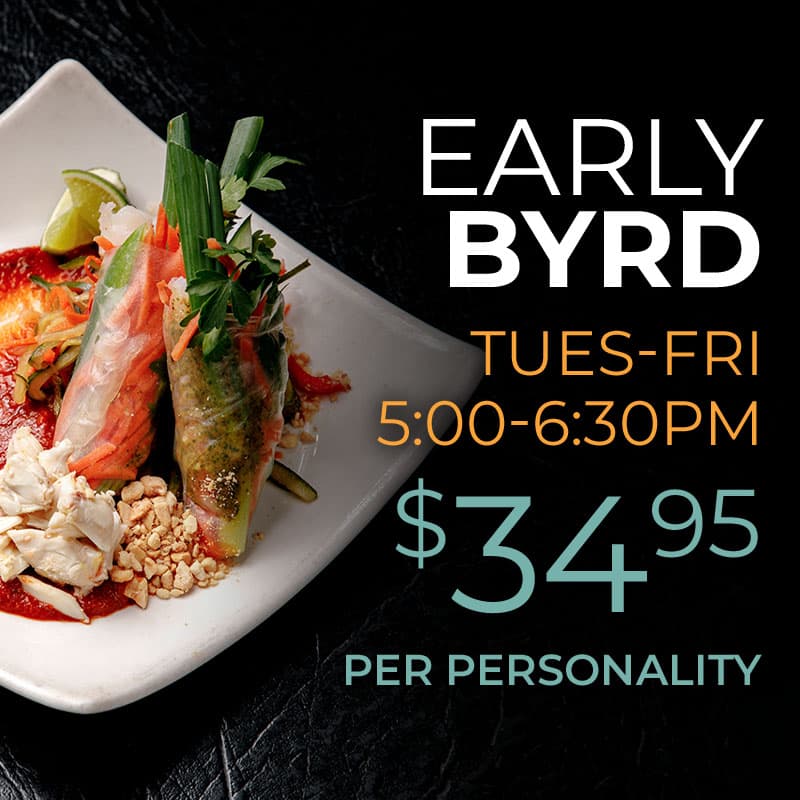 Early Byrd recipe served on a plate, by Margaux's Restaurant Early Byrd recipe served on a plate, by Margaux's Restaurant