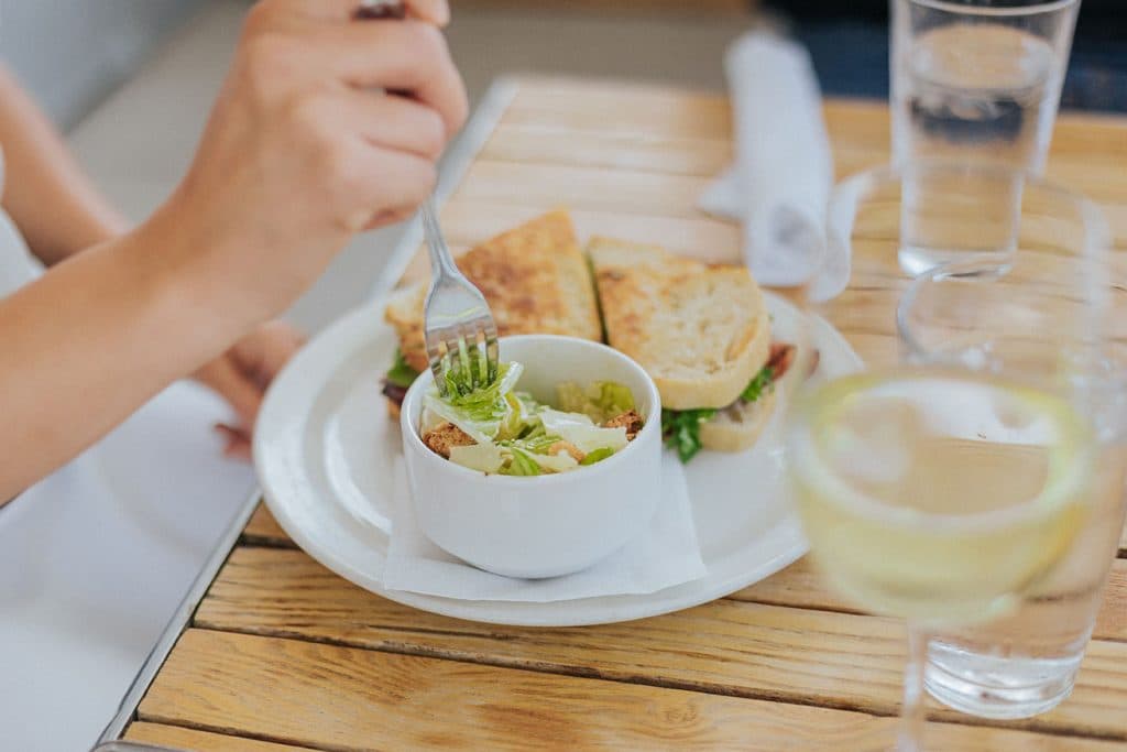 Sandwich and Salad recipe served on a plate, by 415 restaurant