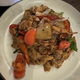 Pad Kee Mao recipe served on a plate, by Thai Meric Eatery & Bar Pad Kee Mao recipe served on a plate, by Thai Meric Eatery & Bar
