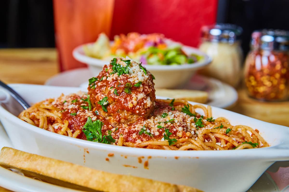 Spaghetti Meatballs recipe served on a plate, by Salvatori's Fort Wayne Southwest Spaghetti Meatballs recipe served on a plate, by Salvatori's Fort Wayne Southwest
