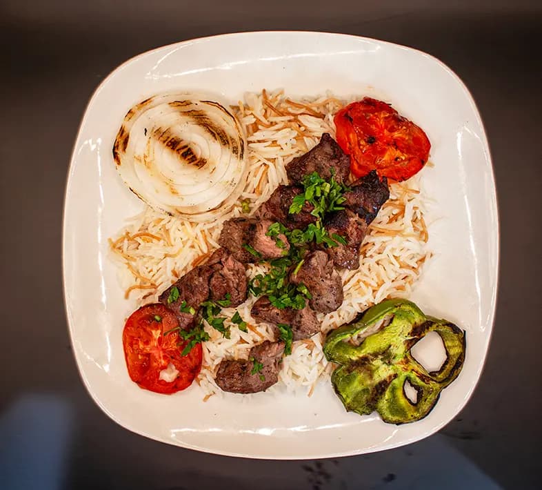Kabab recipe served on a plate, by Sammy's Lebanese Kitchen and Bakery