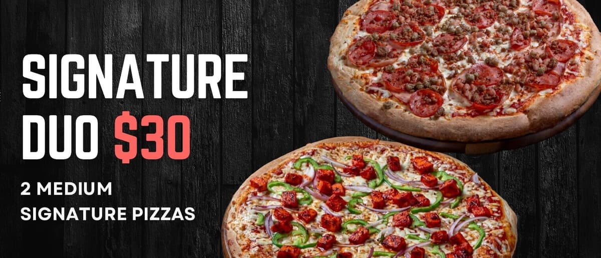 Signature Duo recipe served on a plate, by HellCrust Pizza- Burnaby Heights Hastings Street