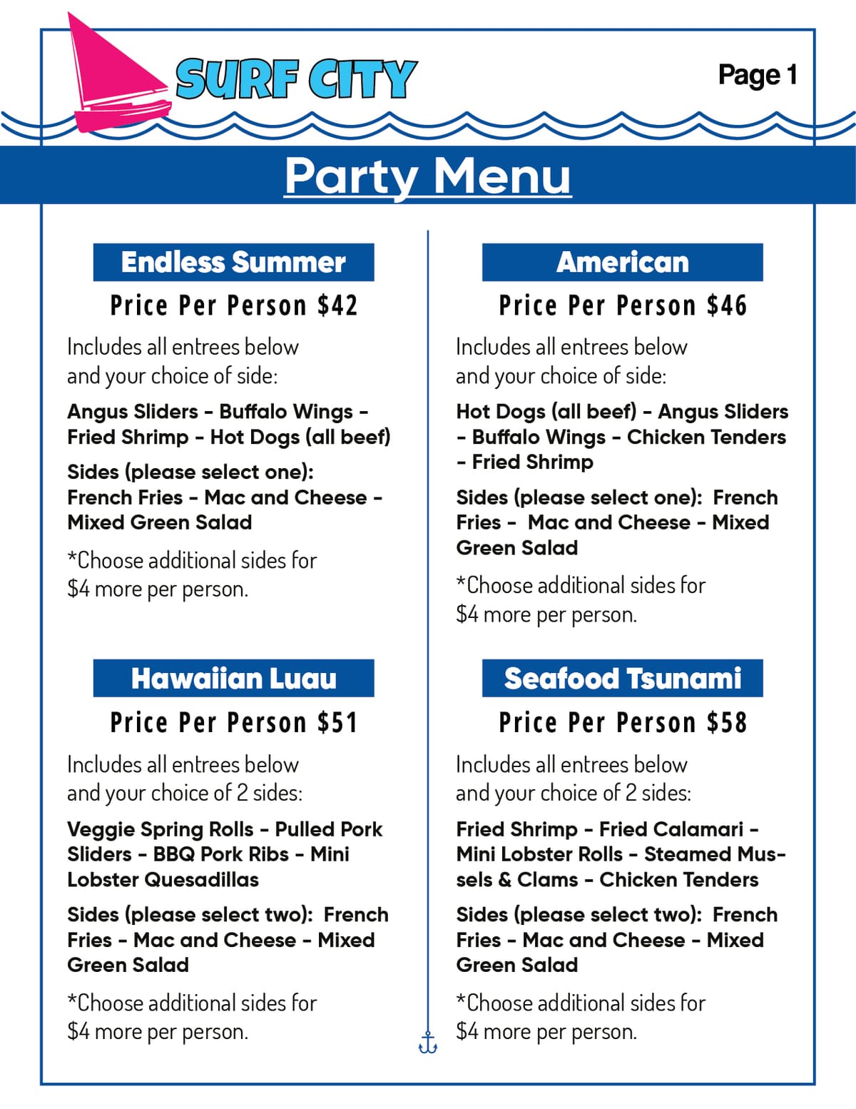 Surf City Food Packages